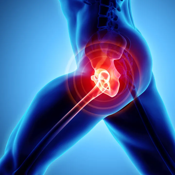 Pain highlighted at the knee joint